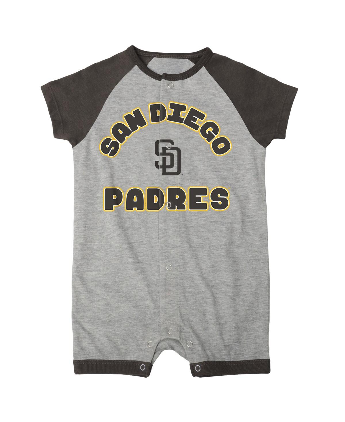 Outerstuff Newborn And Infant Boys And Girls Heather Gray San Diego Padres Extra Base Hit Raglan Full-snap Romp In Heather Gray