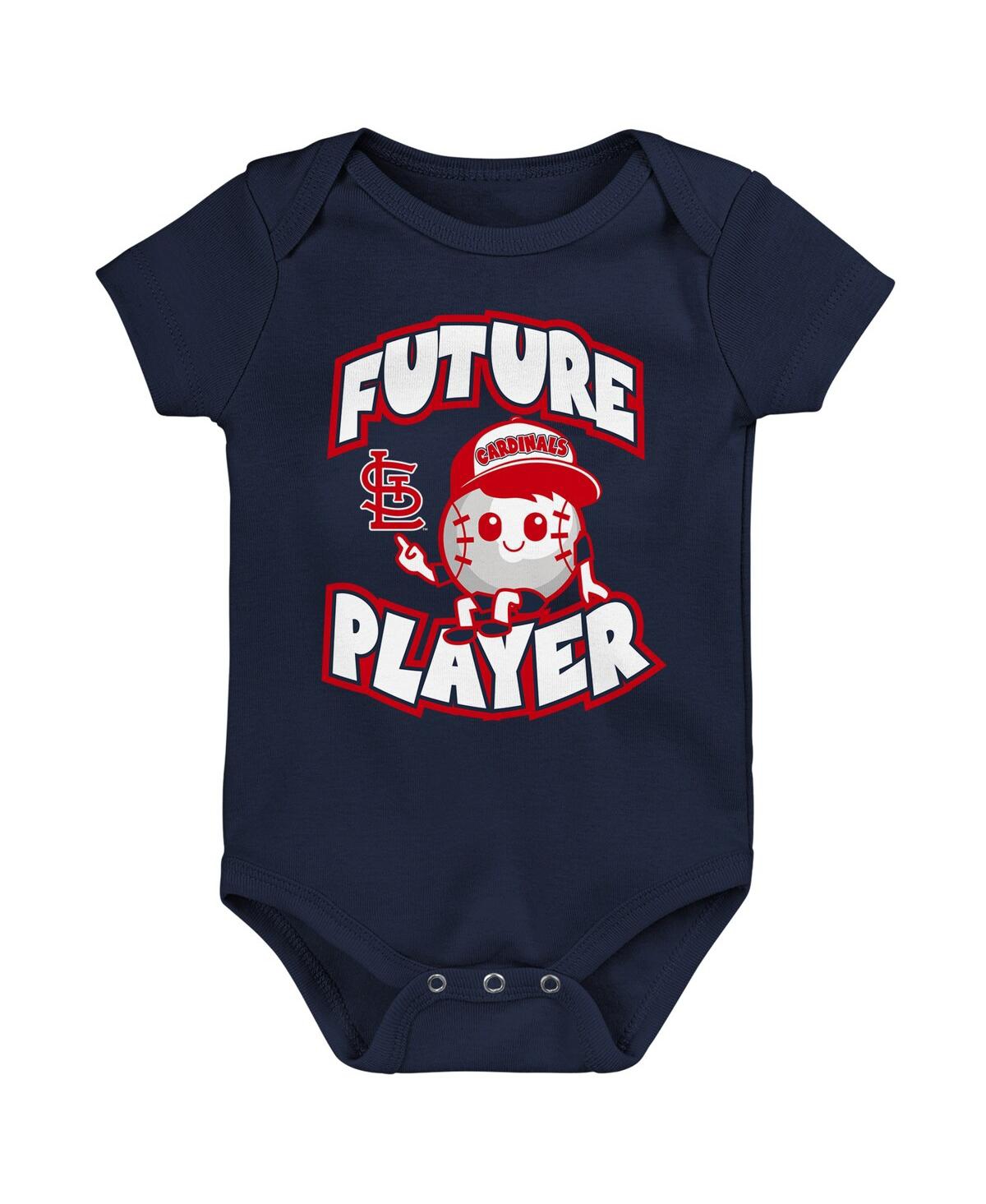 Outerstuff Newborn And Infant Boys And Girls Navy, Red, White St. Louis Cardinals Minor League Player Three-pac In Navy,red,white