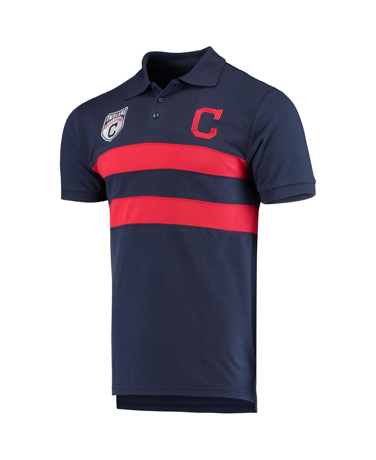 FOCO Men's Navy Cleveland Indians Horizontal 2-Stripe Polo Shirt