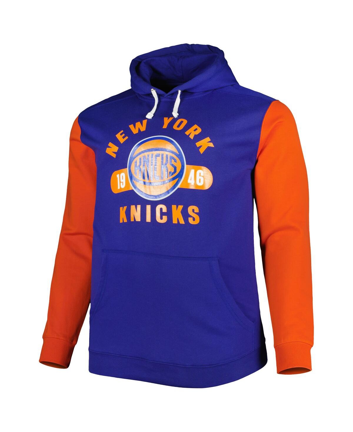 Fanatics Men's  Blue And Orange New York Knicks Big And Tall Bold Attack Pullover Hoodie In Blue,orange