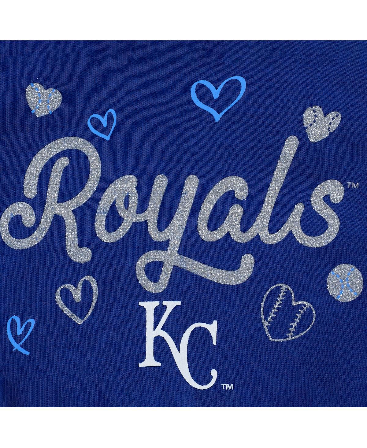 Outerstuff Girls Newborn And Infant Royal Kansas City Royals 3-piece Home Plate Bodysuit Bib And Booties Set In Royal