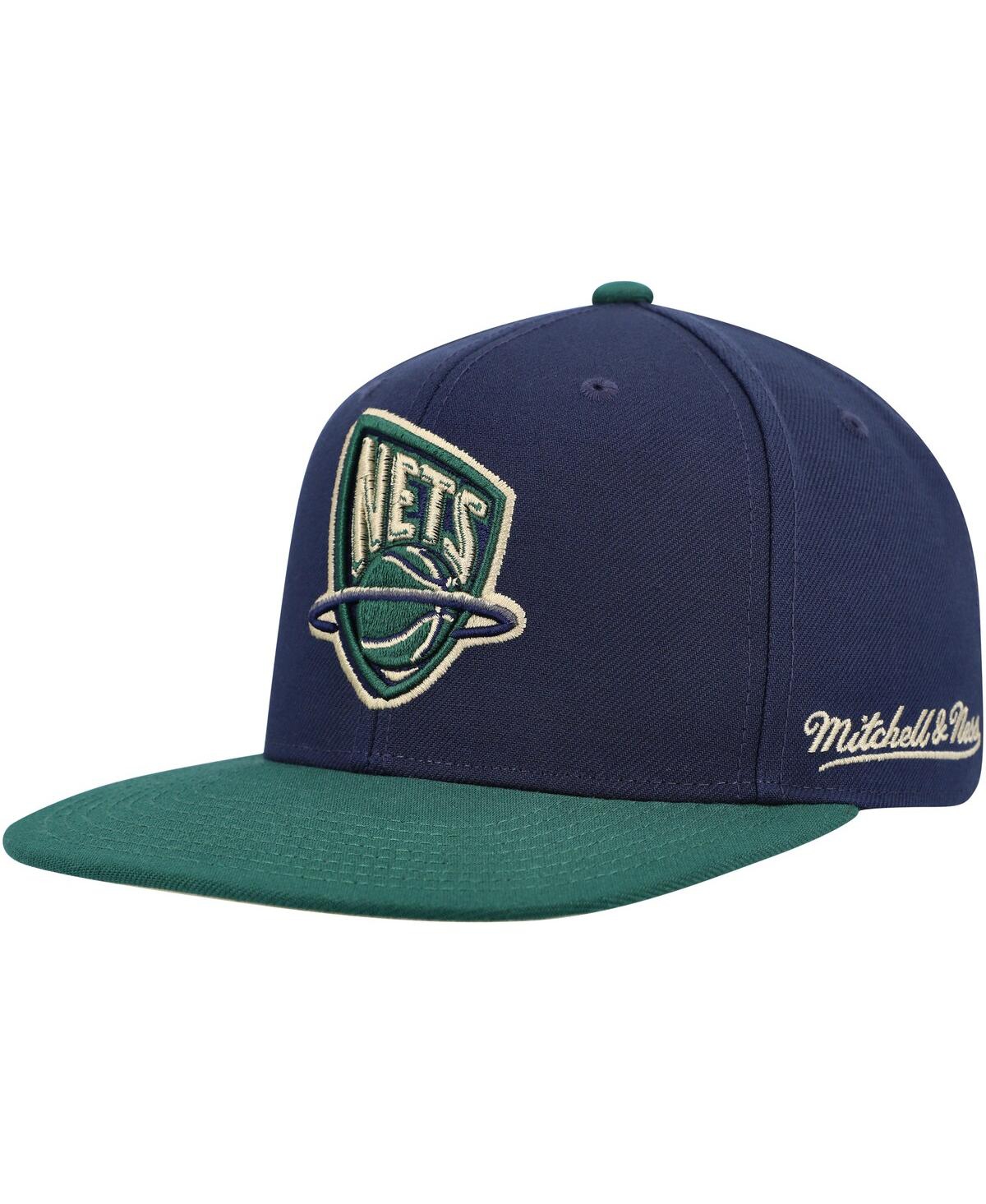 Mitchell & Ness Men's  Navy, Green New Jersey Nets 35th Anniversary Hardwood Classics Grassland Fitte In Navy,green