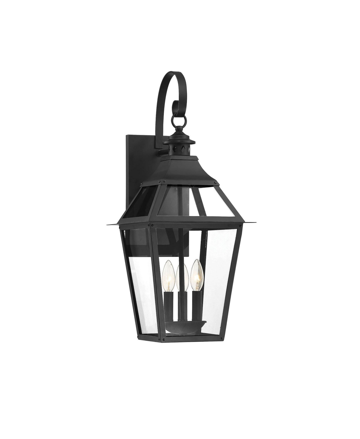 Jackson 3-Light Outdoor Wall Lantern in Matte Black with Gold Highlights - Black/gold highlighted