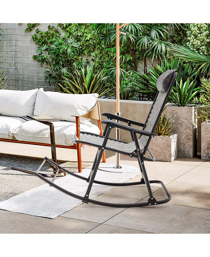 Costway Folding Zero Gravity Rocking Chair Rocker Outdoor Patio Headrest Macy's
