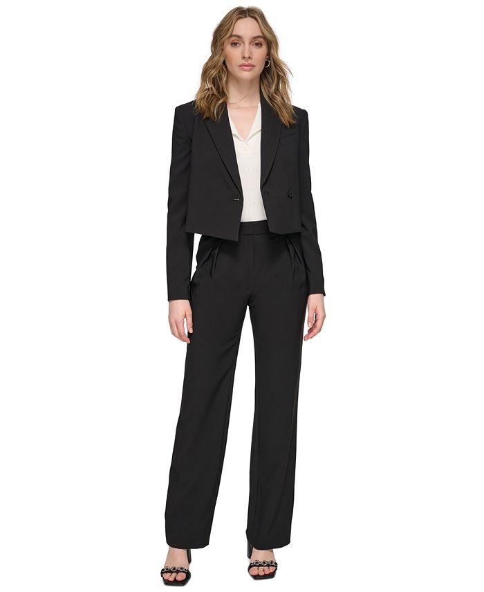 Calvin Klein Women's Cropped Side-Button Blazer - Macy's