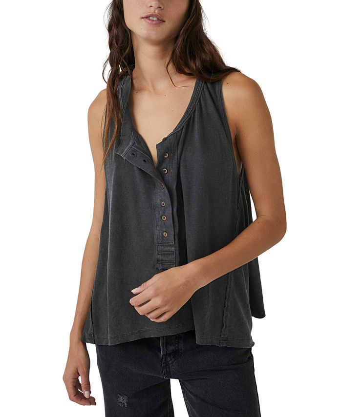 Free People Women's Josie Cotton Buttoned Henley Tank - Macy's