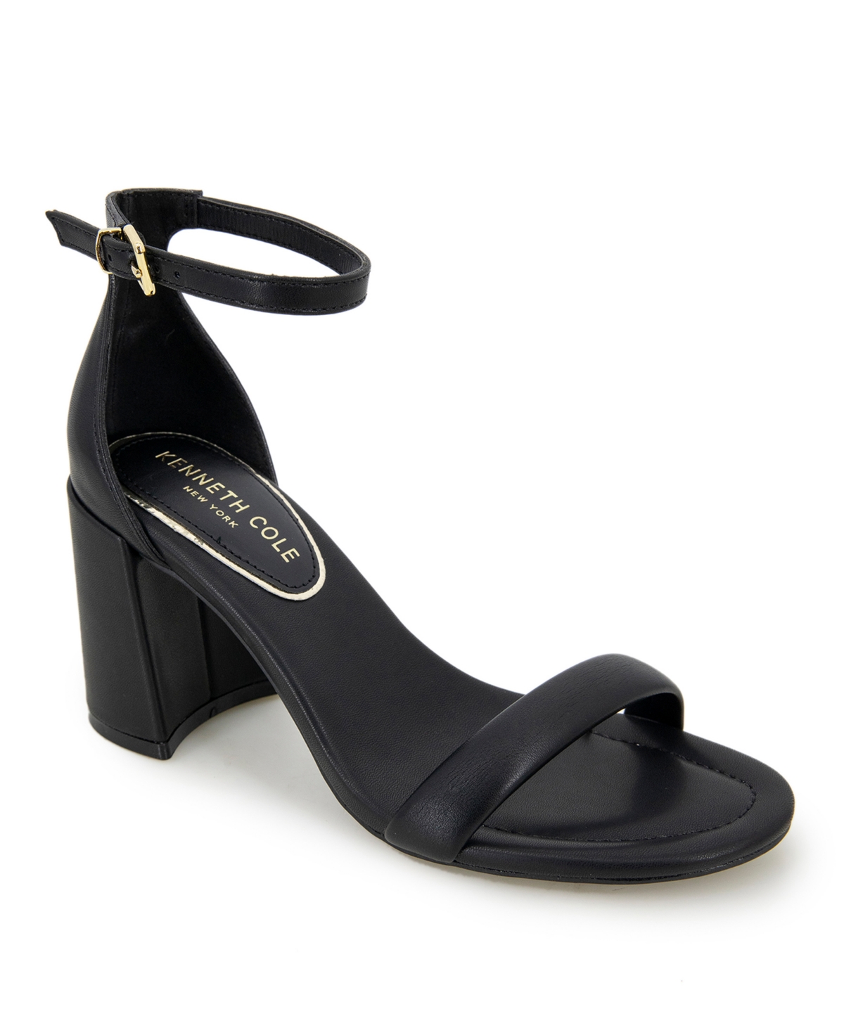 Shop Kenneth Cole New York Women's Luisa Block Heel Sandals In Black Polyester