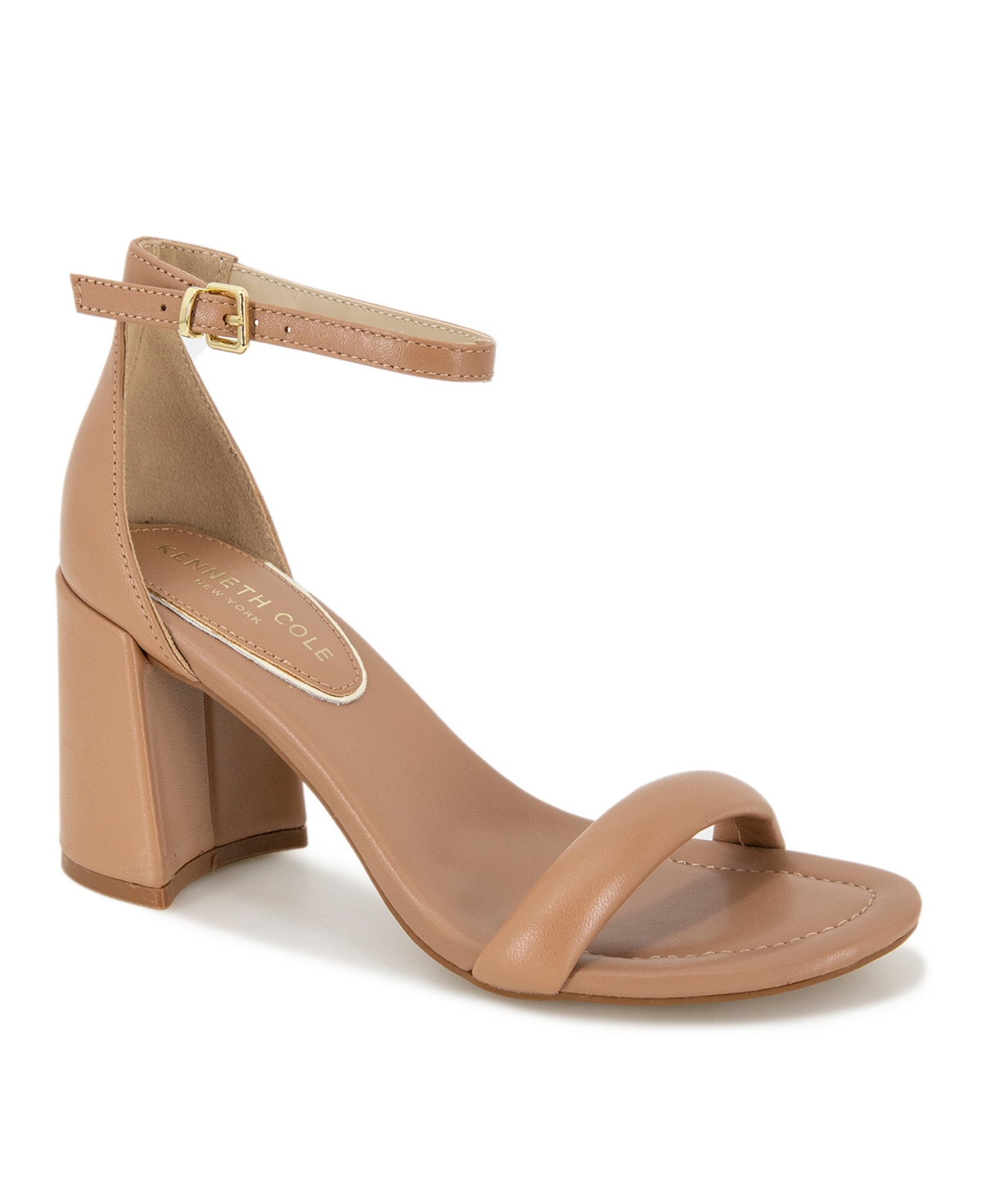 Shop Kenneth Cole New York Women's Luisa Block Heel Sandals In Classic Tan Leather