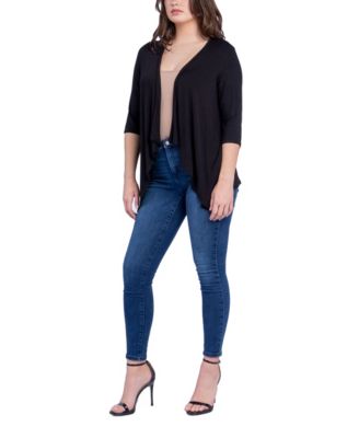 Women's Open Front Elbow Length Sleeve Cardigan Sweater