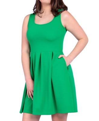 Women's Sleeveless Knee Pleated Pocket Dress