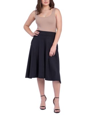 Women's Elastic Waistband Pocket Midi Skirt