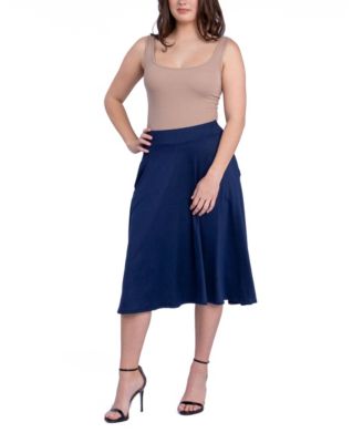 Women's Elastic Waistband Pocket Midi Skirt