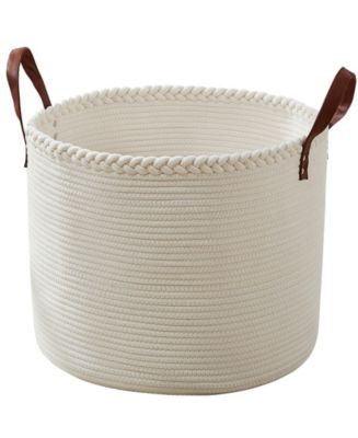 Extra Large Round Cotton Rope Storage Basket Laundry Hamper with ...