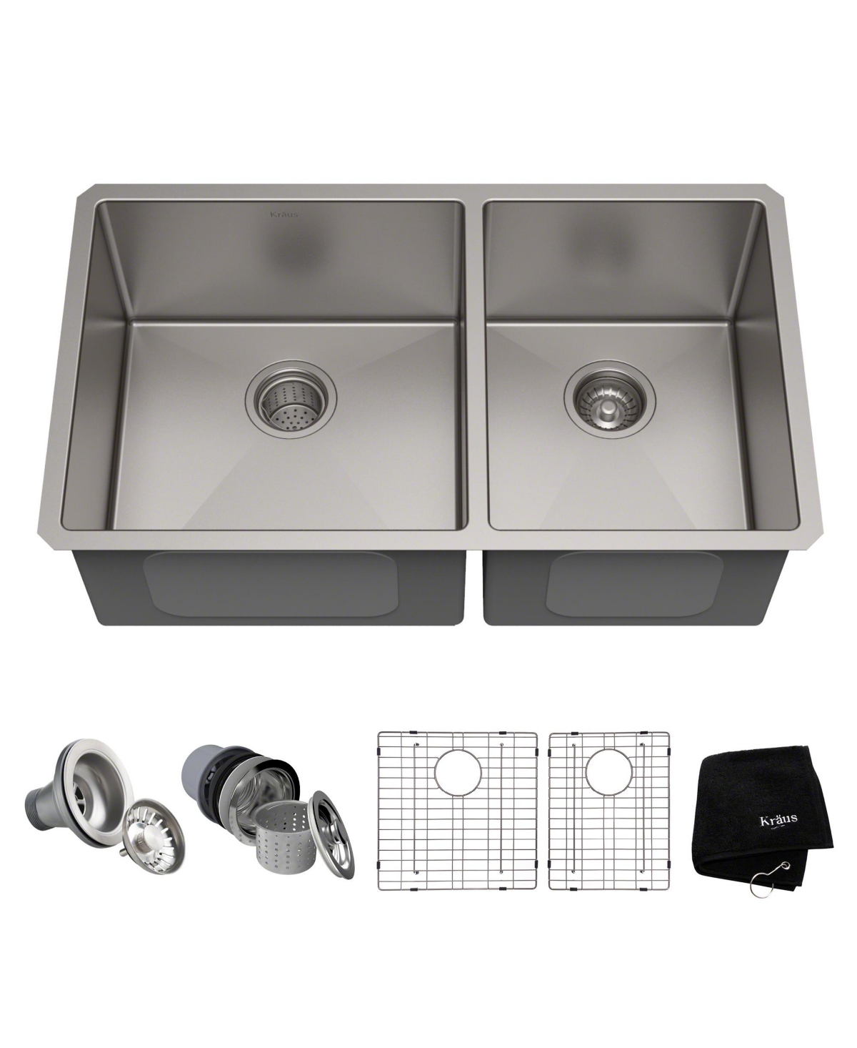 Standart Pro 33 in. 16 Gauge Undermount 60/40 Double Bowl Stainless Steel Kitchen Sink - Stainless steel