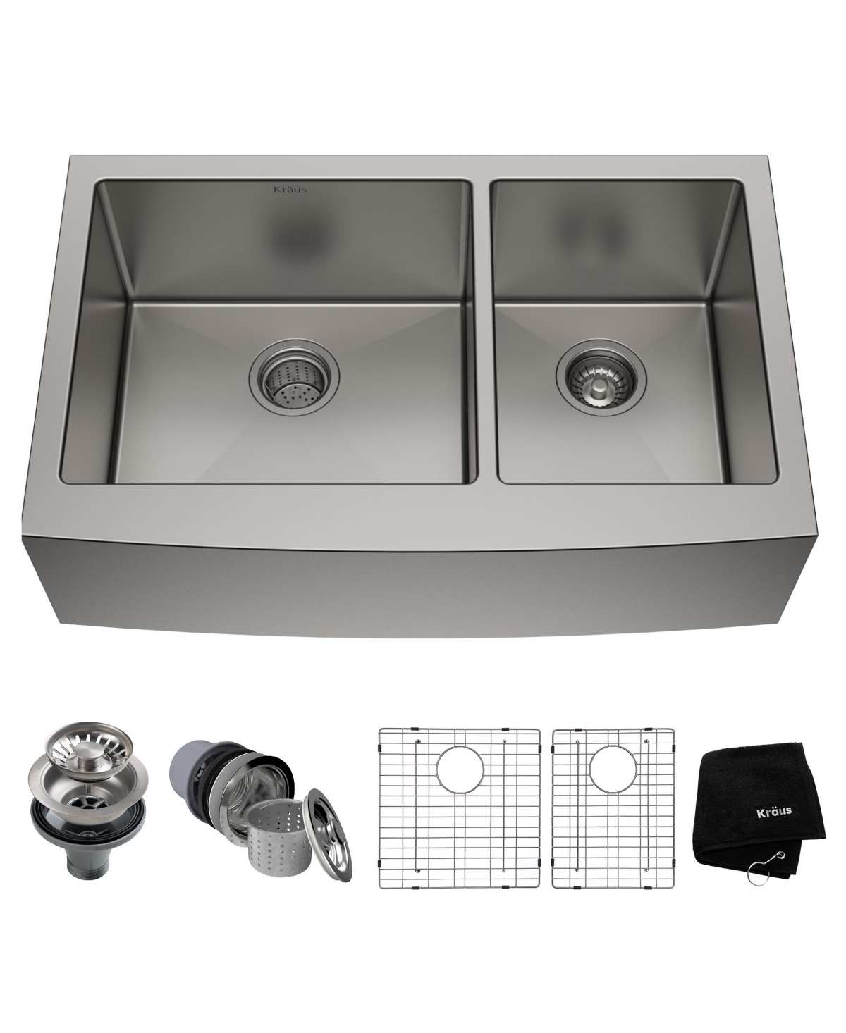 Standart Pro 36 in. 16 Gauge 60/40 Double Bowl Stainless Steel Farmhouse Kitchen Sink - Stainless steel