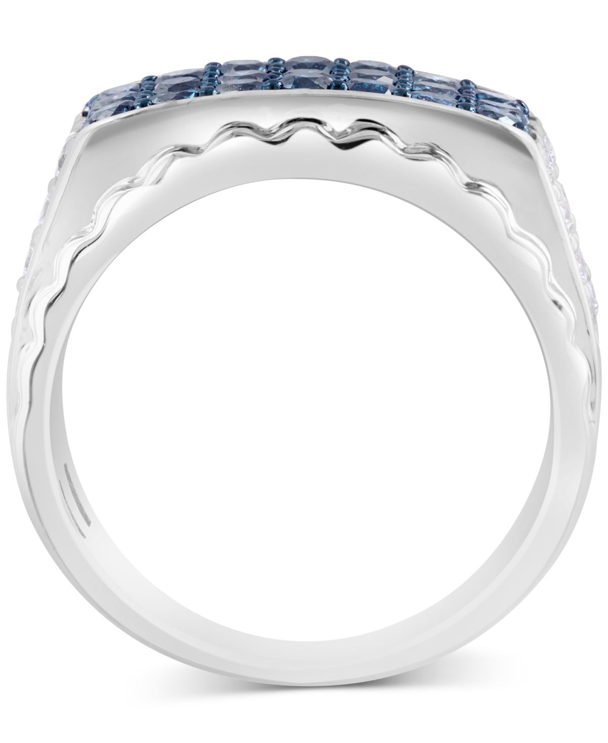 Effy Men's Black Diamond (1-1/4 ct. t.w.) & White Diamond (3/4 ct. t.w.) Cluster Ring in 10k White Gold (Also  - Blue Diamond