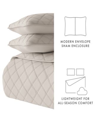 Diamond Stitch 3-Pc. Lightweight Quilt Set, Full/Queen