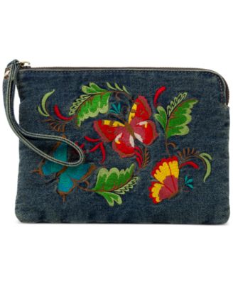 Patricia Nash - Rosley Small Embroidered Denim Wristlet