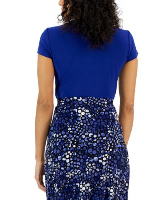 Women's Cowl Neck Cap Sleeve Top, Regular & Petites