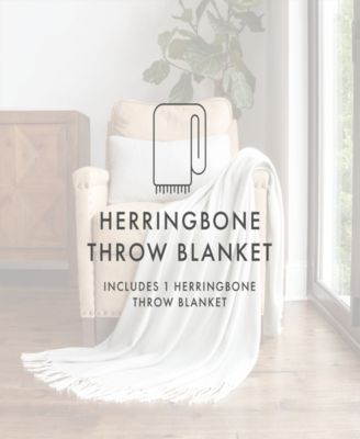 Herringbone Lightweight Fringed Throw, 60" x 50"