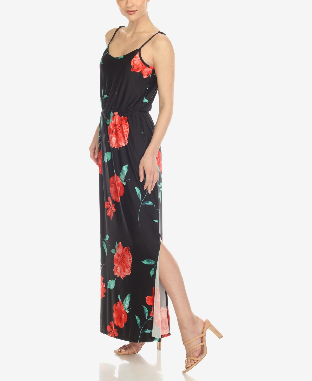 White Mark Women's Floral Strap Maxi Dress