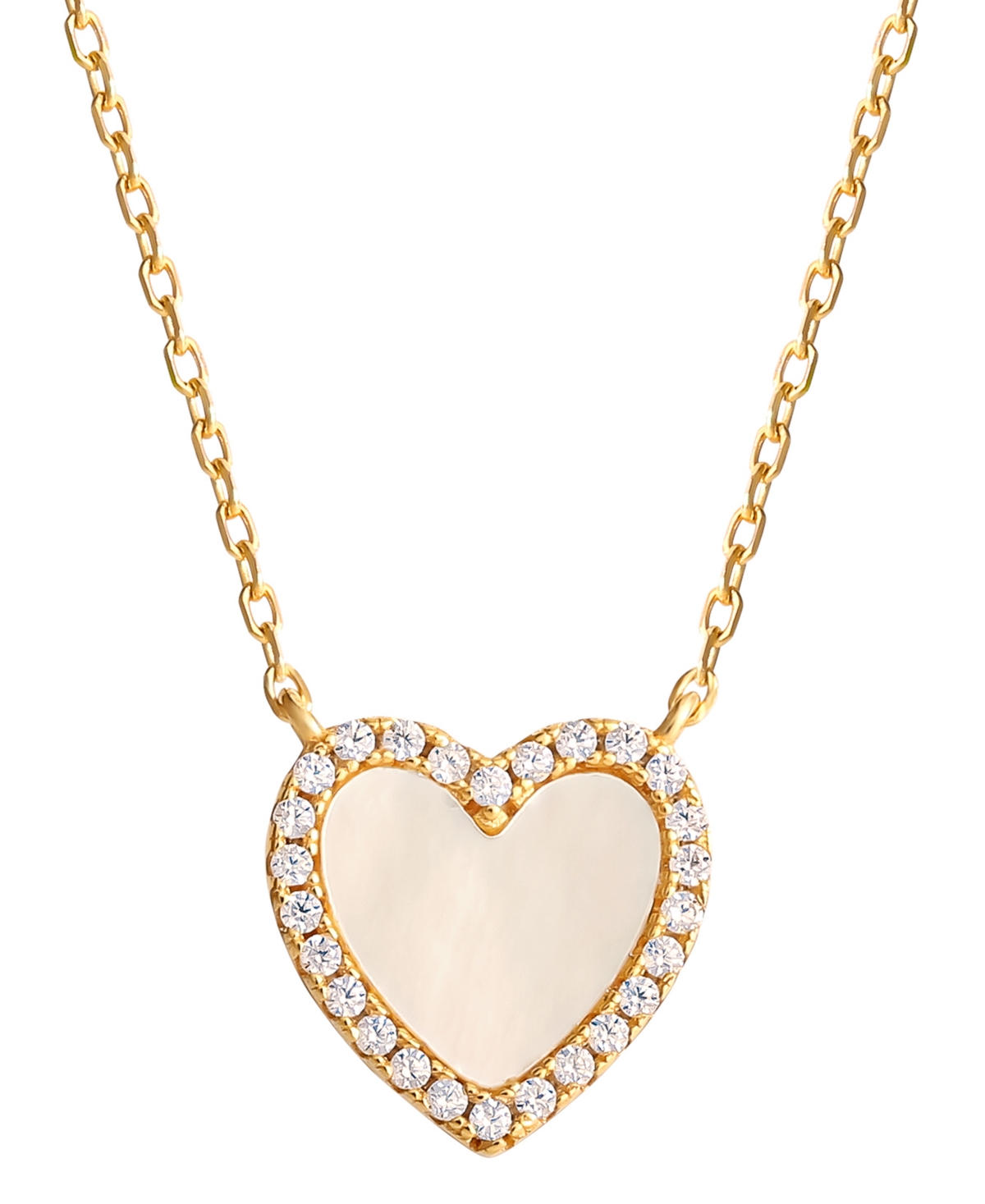 Giani Bernini Mother Of Pearl & Cubic Zirconia Heart Halo Pendant Necklace In 18k Gold-plated Sterling Silver, 16"