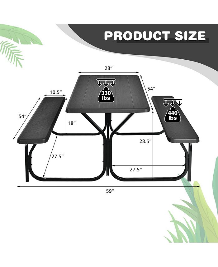 Costway Picnic Table Bench Set Outdoor Backyard Patio Garden Party