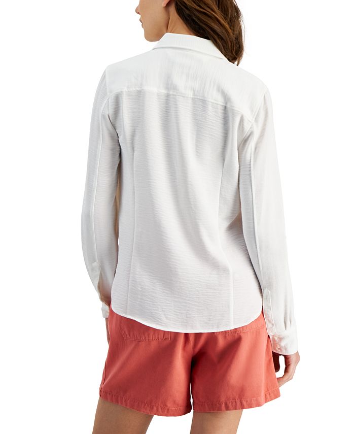 Tommy Hilfiger Women's RollTabSleeve ButtonDown Emblem Shirt Macy's