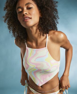 Juniors' Tropics Hype Cropped Tankini Top