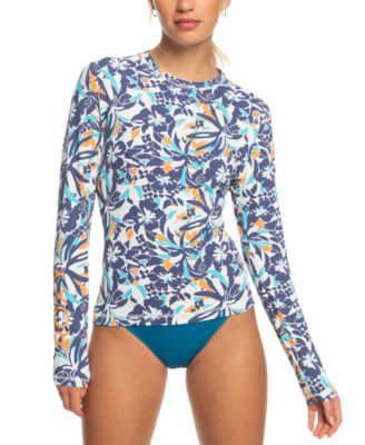 Roxy - Juniors' Sea Skippin Printed Long-Sleeve Rash Guard