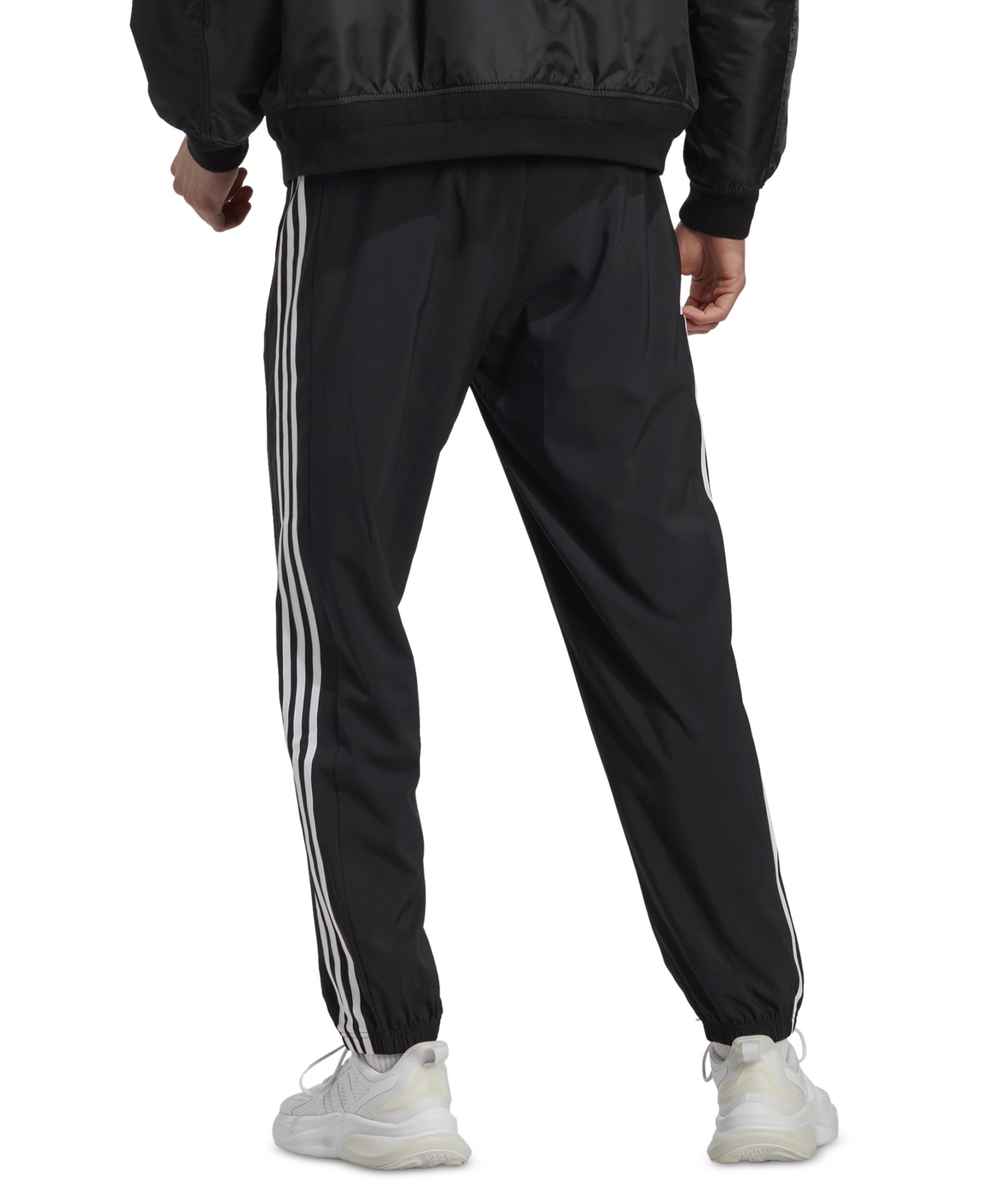 adidas Men's Aeroready Essentials Elastic Cuff Woven 3-Stripes Tracksuit Pants -white