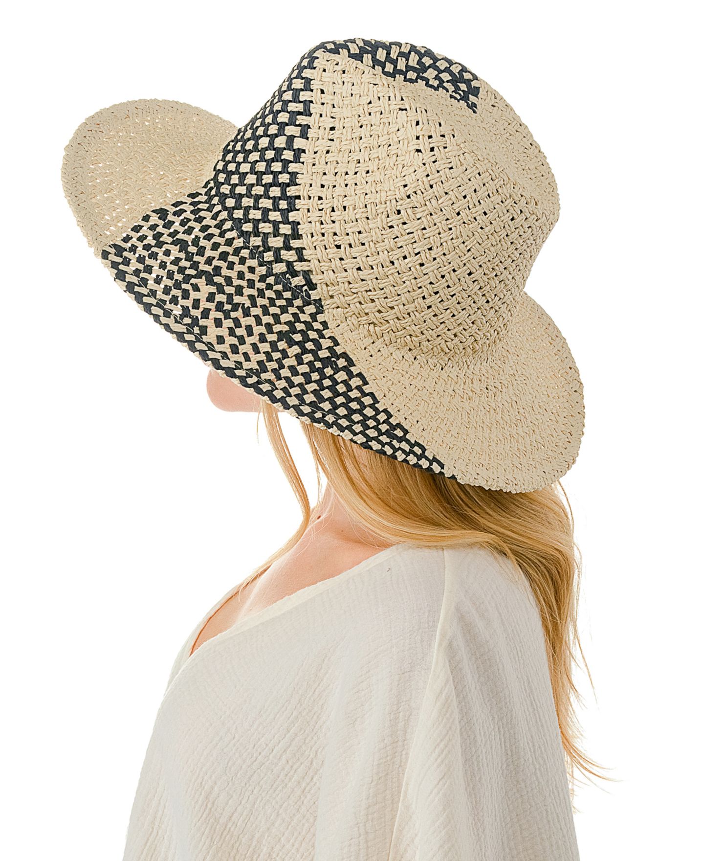 Женский головной убор Marcus Adler Color Detail with Straw Panama Hat, цвет: Чёрный — фото 2