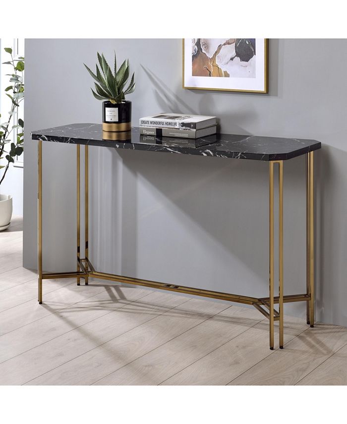 Furniture Steve Silver Daxton 47.25" Wide Faux Marble Sofa Table Macy's