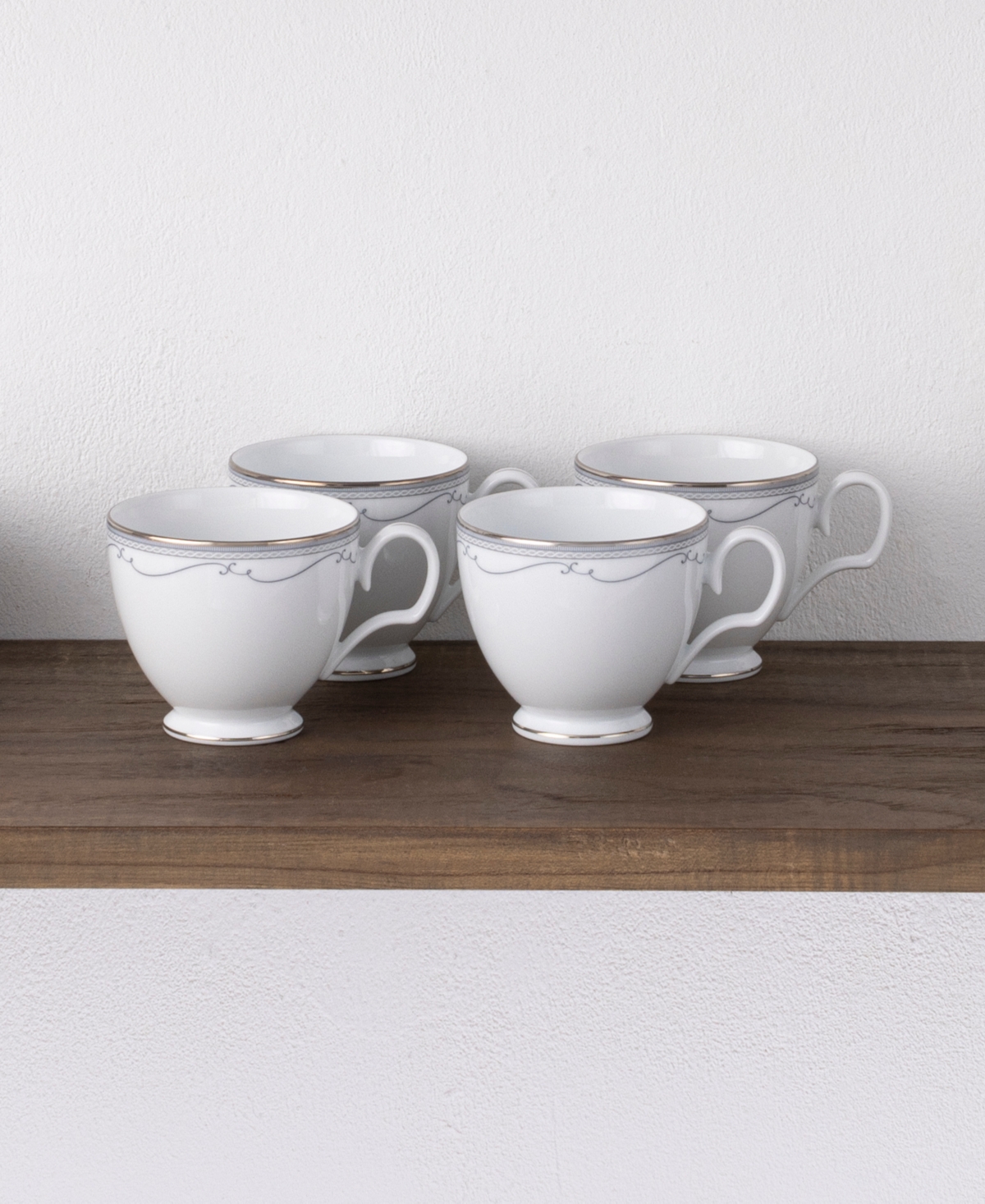 Noritake Satin Flourish 4 Piece Cup Set, Service for 4