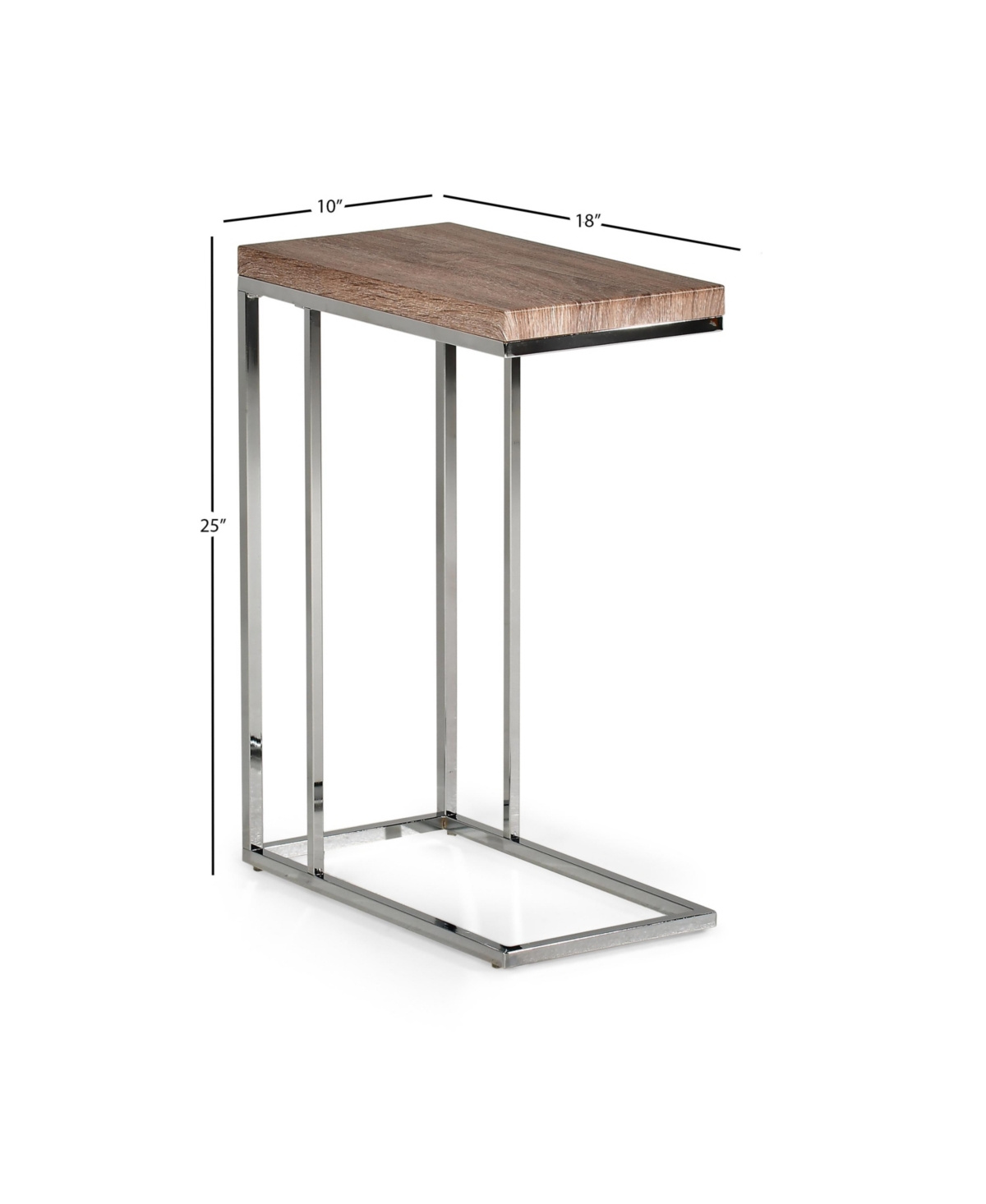 Steve Silver Lucia Laminate Chairside End Table - Light Driftwood Brown and Chrome