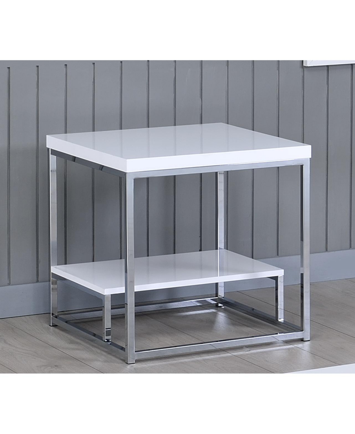 Steve Silver Lucia Laminate End Table - Medium Brown Legs with Gray-Brown Top