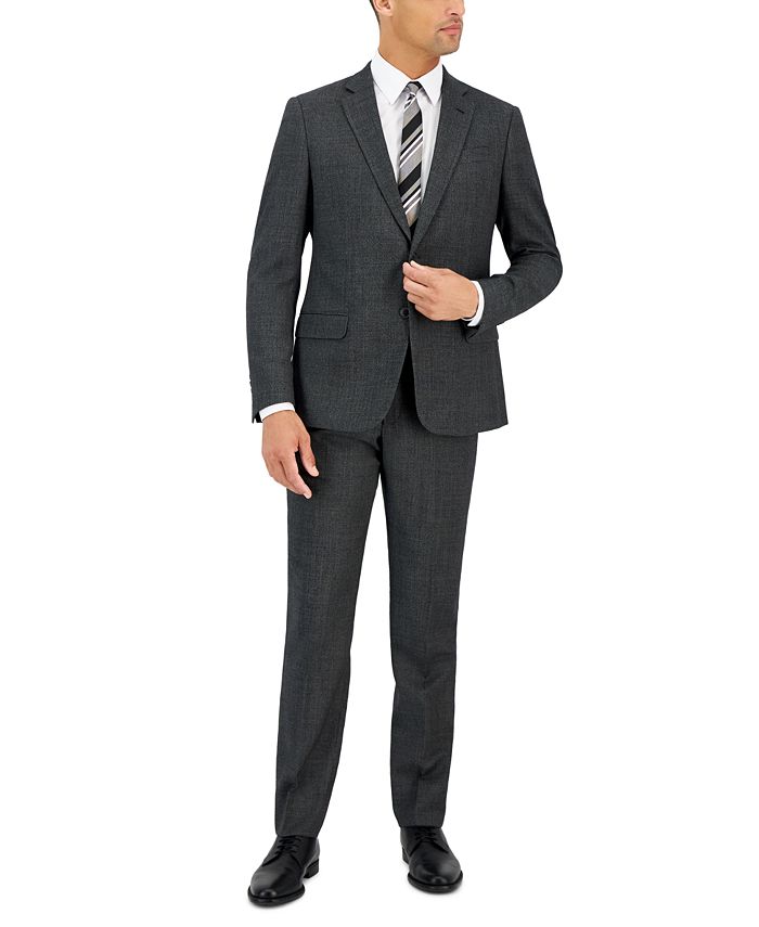 A X Armani Exchange Men s Slim Fit Gray Pin Dot Wool Suit