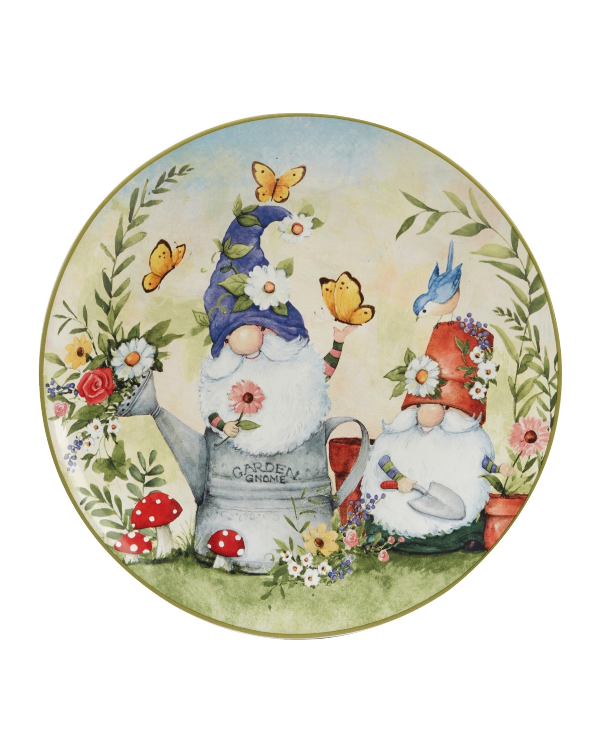 Certified International Garden Gnomes Set of 4 Dinner Plate 11"