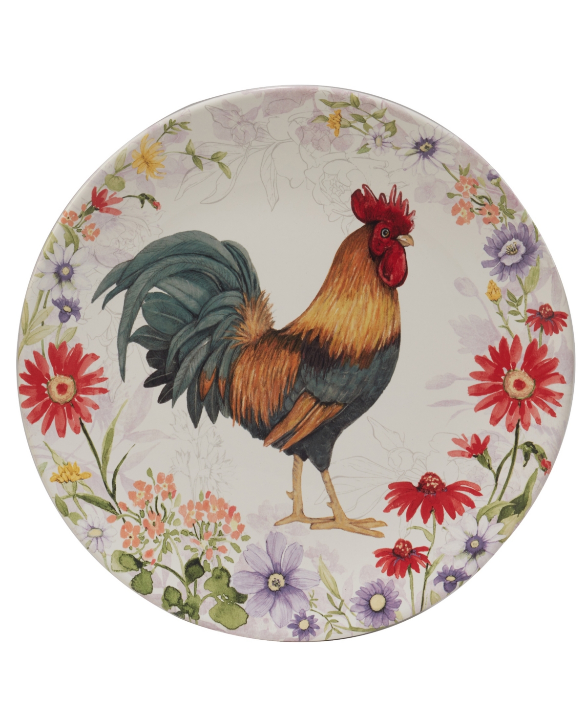 Certified International Floral Rooster Set of 4 Dinner Plate