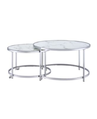 Steve Silver Rayne 36" Round Faux Marble Nesting Cocktail Tables