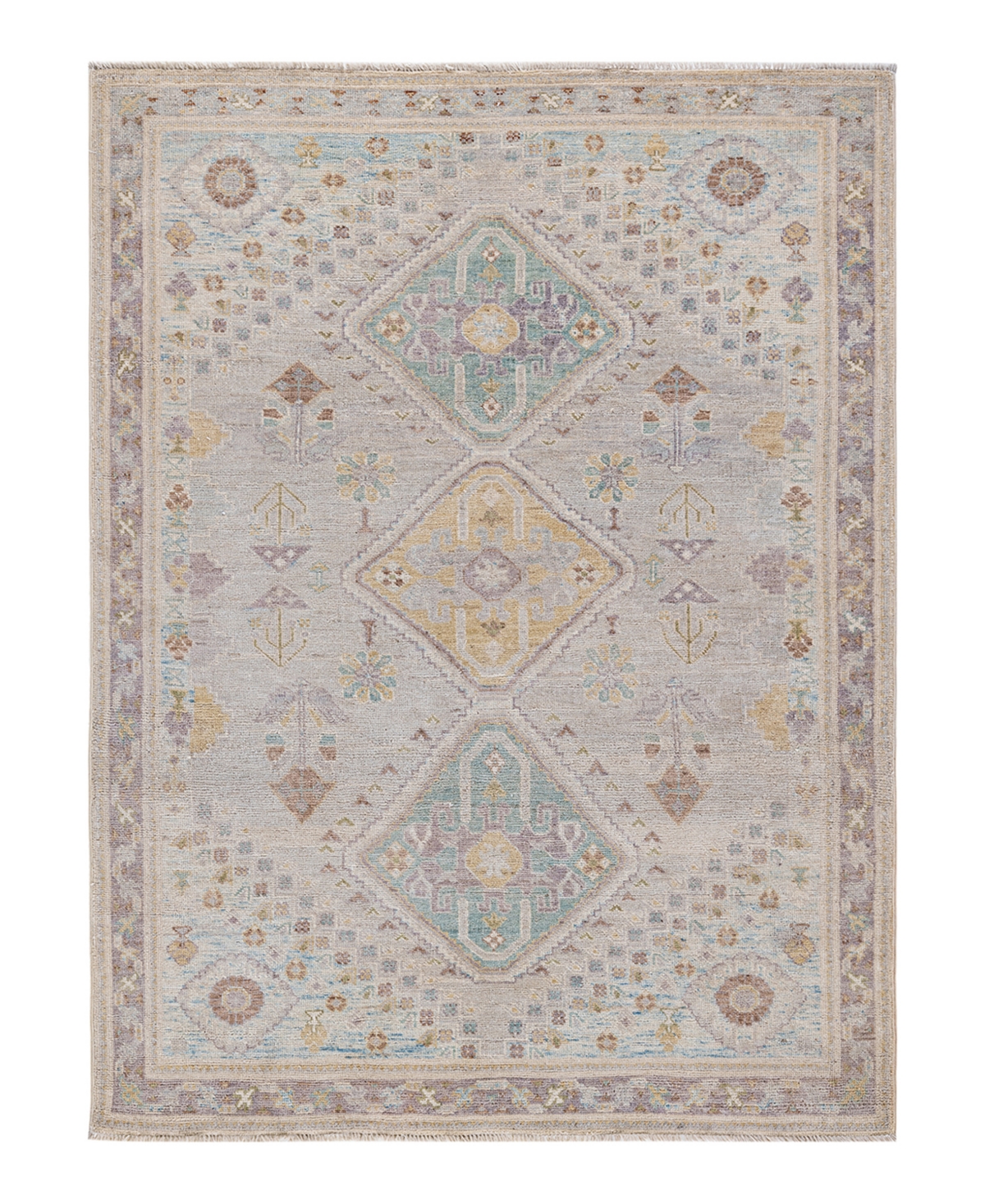 Adorn Hand Woven Rugs Oushak M1982 8'1" X 9'8" Area Rug In Silver