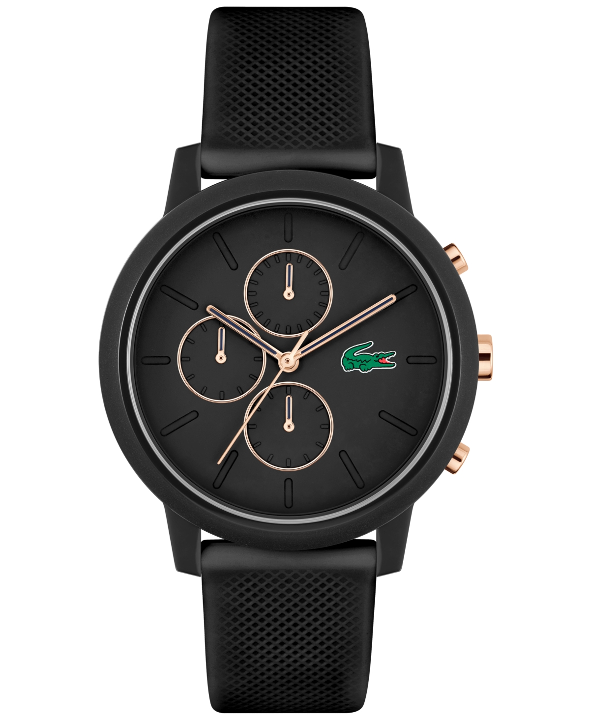Lacoste .12.12 Chrono Watch Black And Carnation Gold Silicone  - One Size