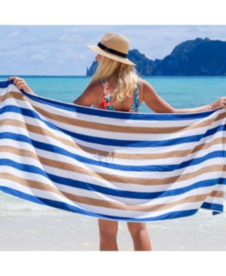 Cabo Cabana Beach Towel (4-Pack, 30x70 in.), Soft Ringspun Cotton, Alternating Stripe Colors, Oversized Cabana Pool Towel