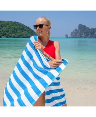 California Cabana Beach Towel (4 Pack, 30x70 in.), Striped, Soft Ringspun Cotton, Oversized Cabana Pool Towel
