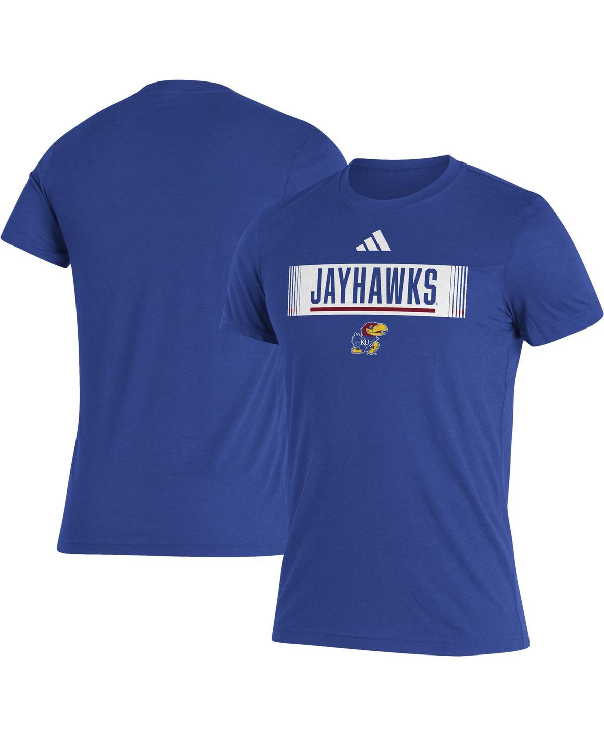 Shop Adidas Originals Men's Adidas Royal Kansas Jayhawks Wordmark Tri-blend T-shirt