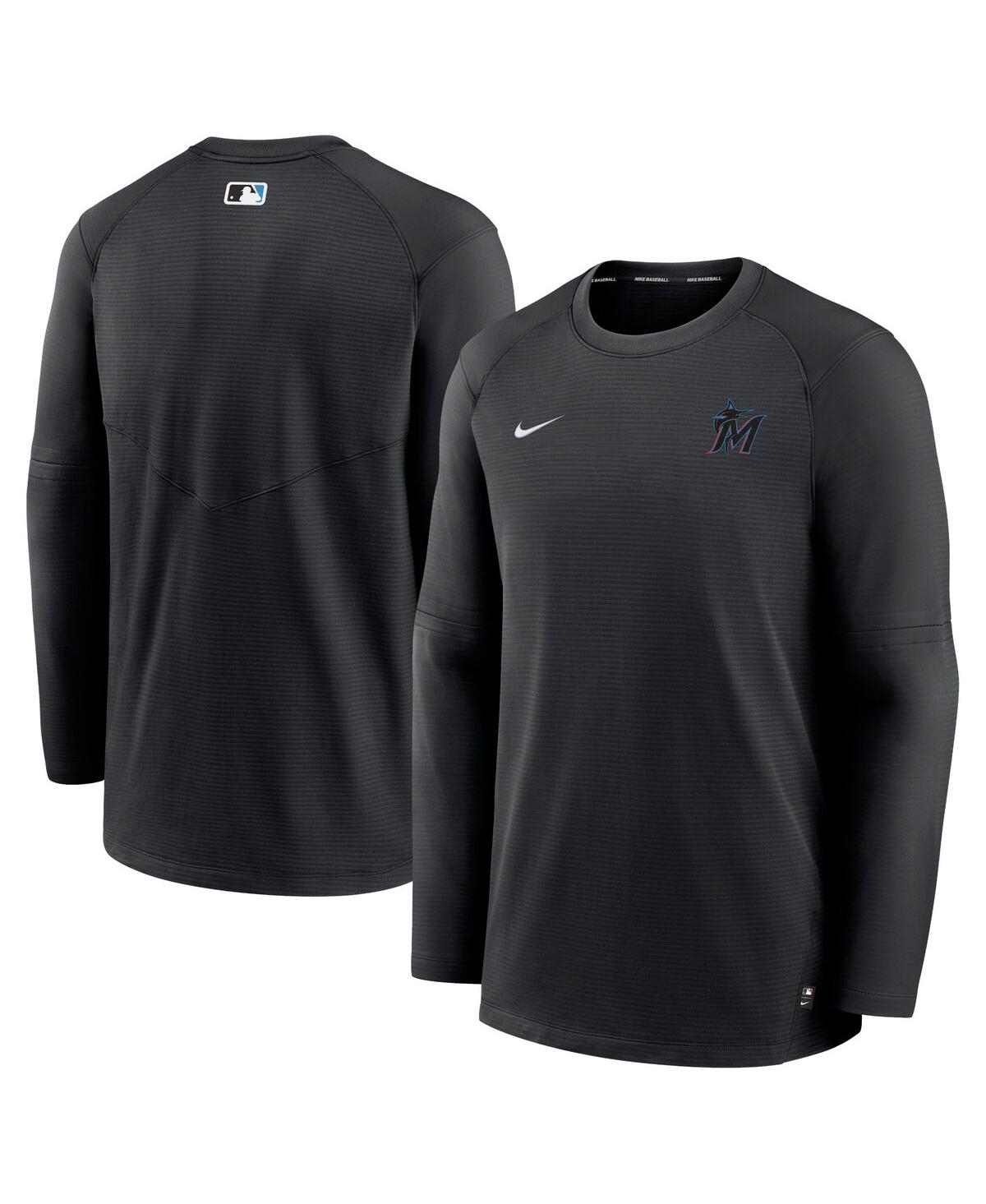 Nike Men's  Black Miami Marlins Authentic Collection Logo Performance Long Sleeve T-shirt