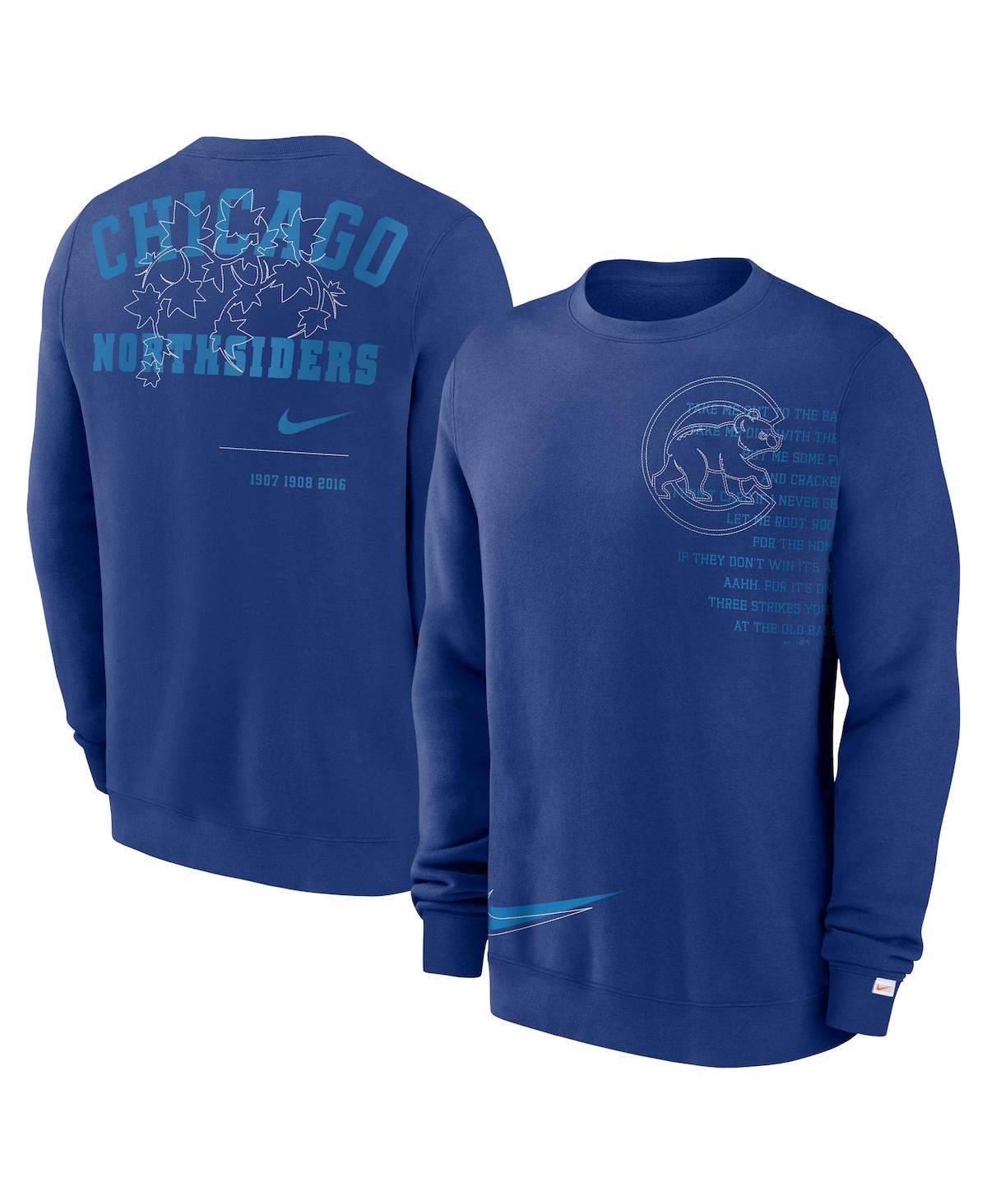Shop Nike Men's  Royal Chicago Cubs Statement Ball Game Fleece Pullover Sweatshirt
