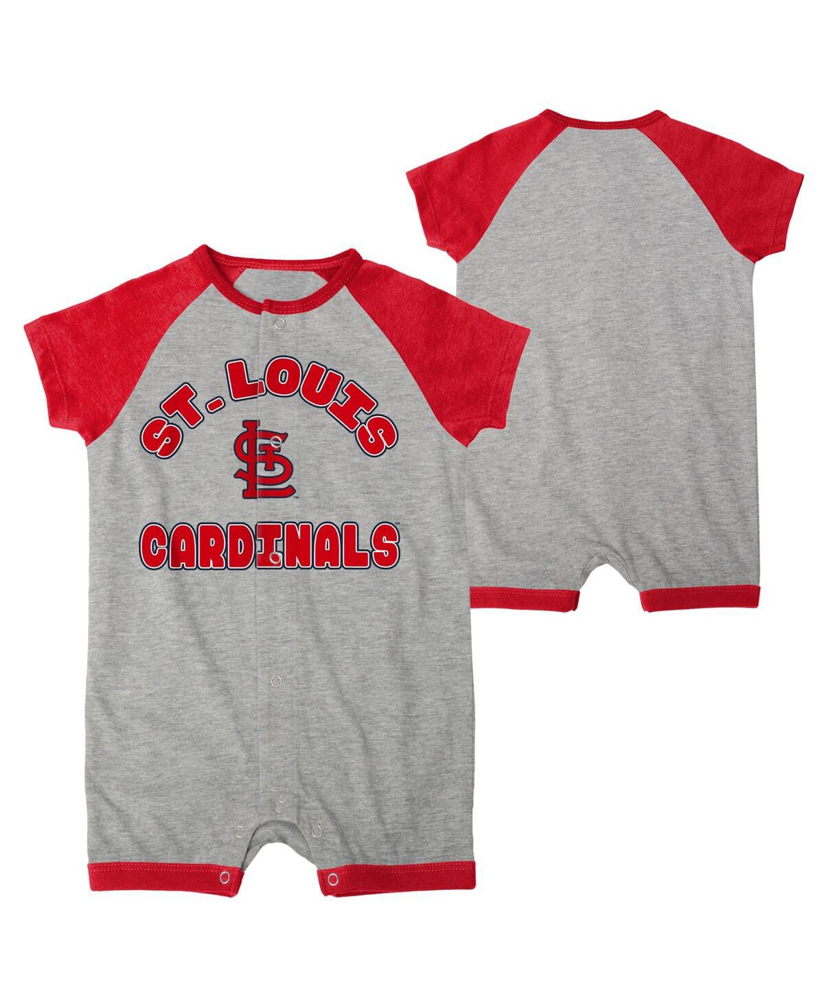 Shop Outerstuff Newborn And Infant Boys And Girls Heather Gray St. Louis Cardinals Extra Base Hit Raglan Full-snap R