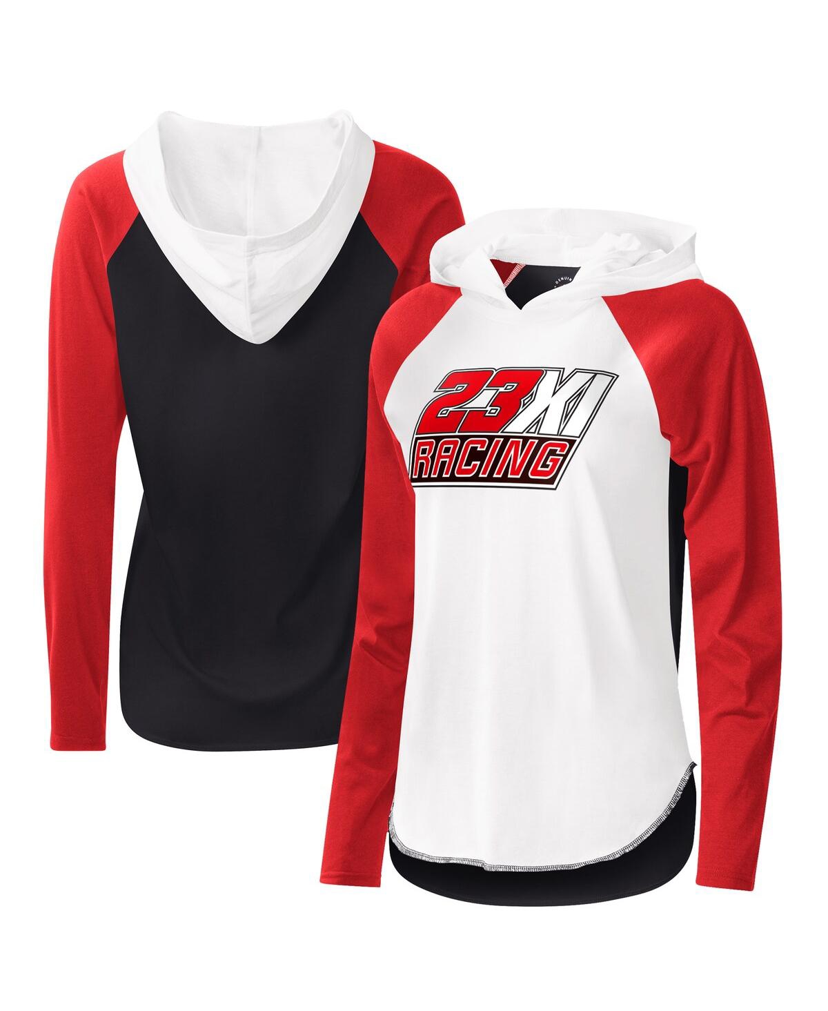 Shop G-iii 4her By Carl Banks Women's  White And Red 23xi Racing Triple-a Long Sleeve Hoodie T-shirt In White,red
