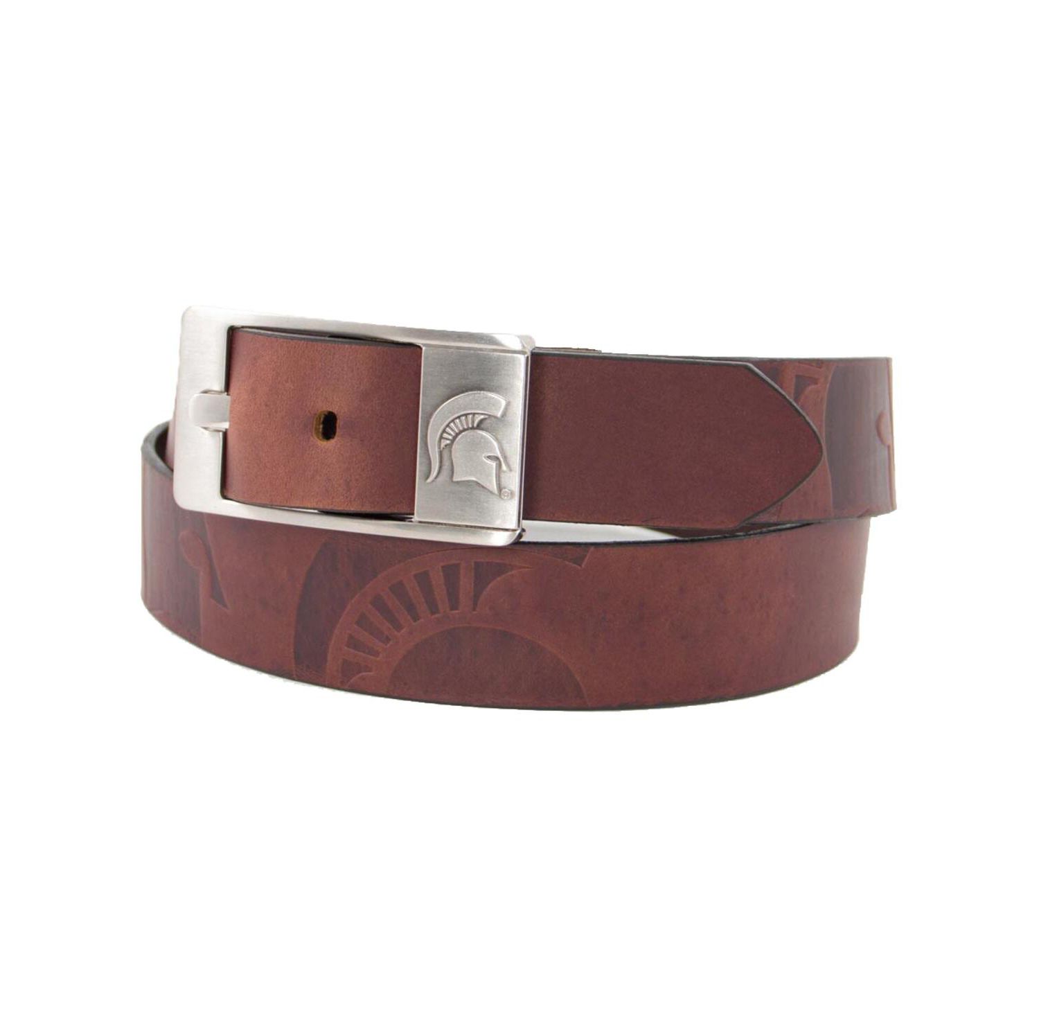 Men's Michigan State Spartans Brandish Leather Belt - Brown